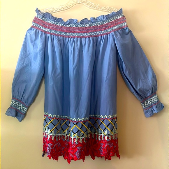 RED CARTER “Monroe” Off-Shoulder Embroidered Tunic/Dress or Top, Gorgeous, SZ XS - Picture 2 of 9